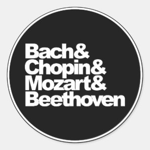 Bach, Chopin, Mozart och Beethoven Runt Klistermärke