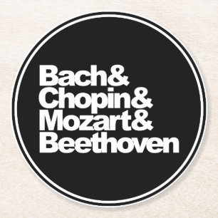 Bach, Chopin, Mozart och Beethoven Underlägg Papper Rund