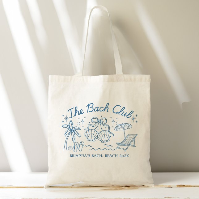 Bach club beach seashells bridesmaids gifts custom tygkasse (Bach club beach seashells bachelorette party favors personalized bridesmaids gifts custom tote bag)