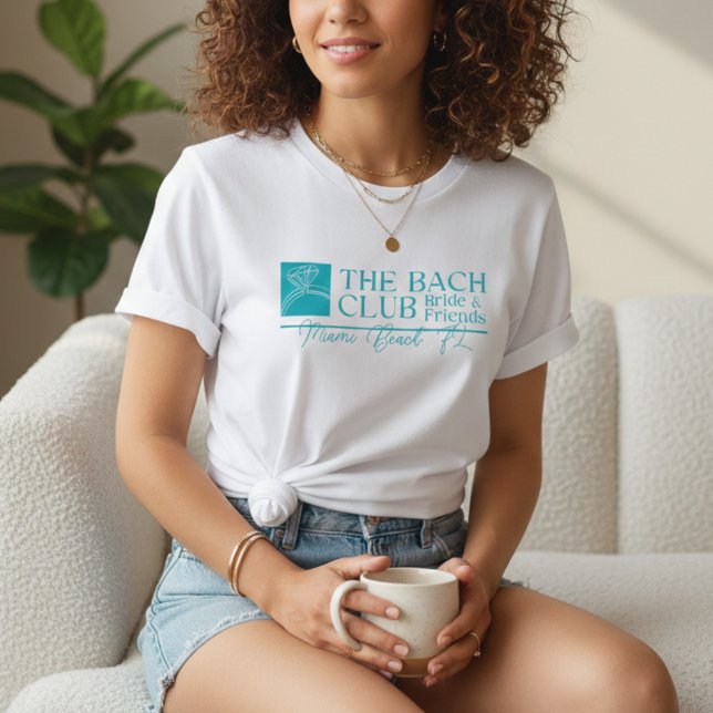 Bach Club Modern Blå Senterparty T Shirt (Bach Club Modern Blue Bachelorette T-Shirt)