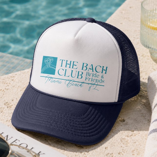 Bach Club Modern Blå Systerbrud Keps (Bach Club Modern Blue Bachelorette Trucker Hat)