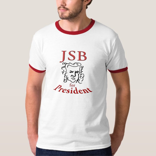 Bach för president ringer t-shirt (Framsida)