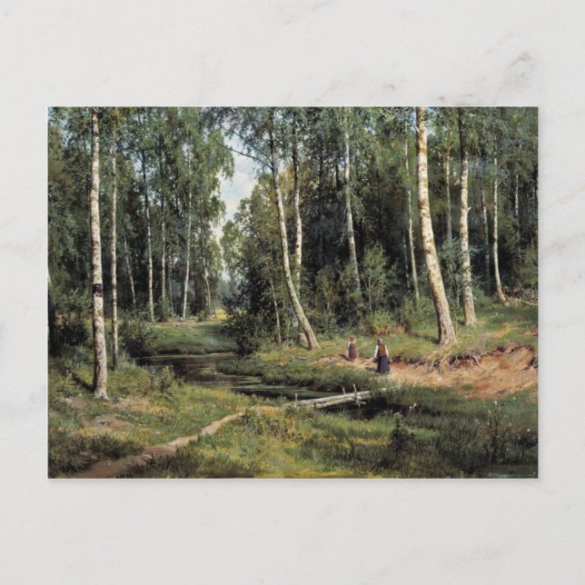Bach in Birch Forest by Schischkin Iwan Iwanow Vykort (Framsida)