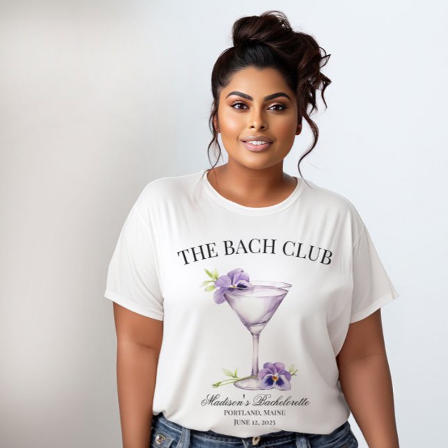 Bach Klubb Lila Cocktail Girls Resa Anpassade T Shirt (The Bach Club Violet Martini T-shirt.)