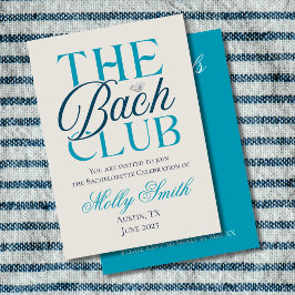Bach Klubb Modern Simple Blue Bachelorette Party Inbjudningar