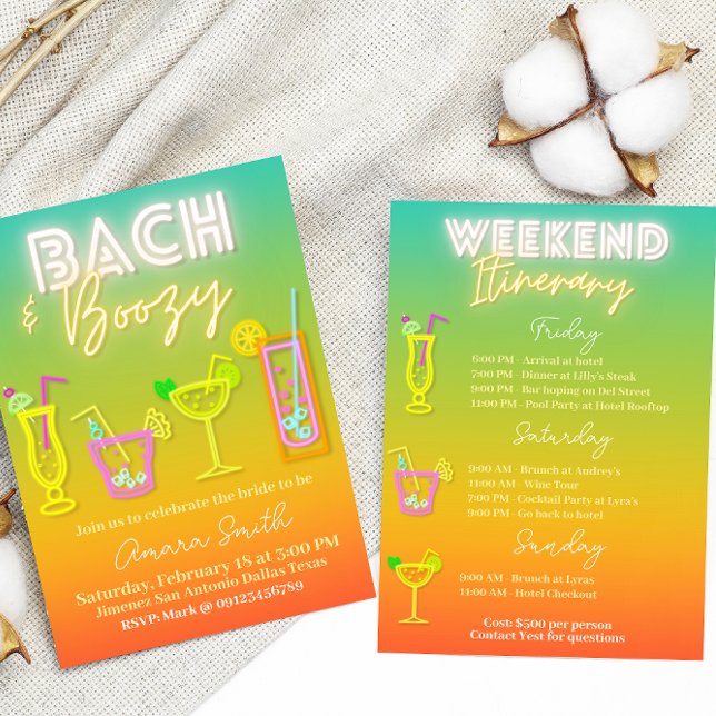 Bach och Boozy Bachelorette med Italien Inbjudningar (Skapare uppladdad)