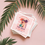 Bach Party Crew Retro Woman Bachelorette Party Pappersservett<br><div class="desc">Gör din bachelorette-fest oförglömlig med vår roligt, moderna retro-bachelorette pappra blöjor. Perfekt extra för din bachelorettfest. Med en handdragen, vacker återbilskvinna med rosa glasögon vågigt blond hår och en sol-hatt mot en rosa himlar med moln och handflatan träd, är denna utformning både charmerande och livfull. Den lekande retrotypografin visningar stolt...</div>