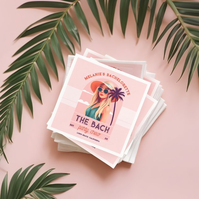 Bach Party Crew Retro Woman Bachelorette Party Pappersservett (The Bach Party Crew Retro Woman Bachelorette Party Napkins)