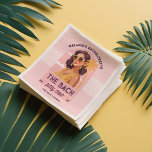 Bach Party Crew Retro Woman Bachelorette Party Pappersservett<br><div class="desc">Gör din bachelorette-fest oförglömlig med vår roligt, moderna retro-bachelorette pappra blöjor. Perfekt extra för din bachelorettfest. Med en handritad, vacker reflektor med glasögon från guld och brunt hår mot ett himlar med moln från rosa och handflatan träd är denna utformning både charmerande och livfull. Den lekande retrotypografin visningar stolt "Bach...</div>