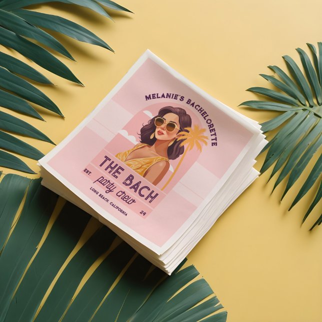 Bach Party Crew Retro Woman Bachelorette Party Pappersservett (The Bach Party Crew Retro Woman Bachelorette Party Napkins)