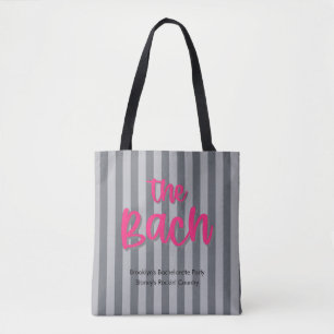 Bach Shock rosa + Grått Rand Bachelorette Party Tygkasse