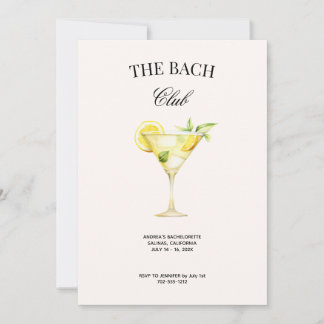 Bach Social Klubb Lemon Cocktail w/QR-koden Inbjudningar