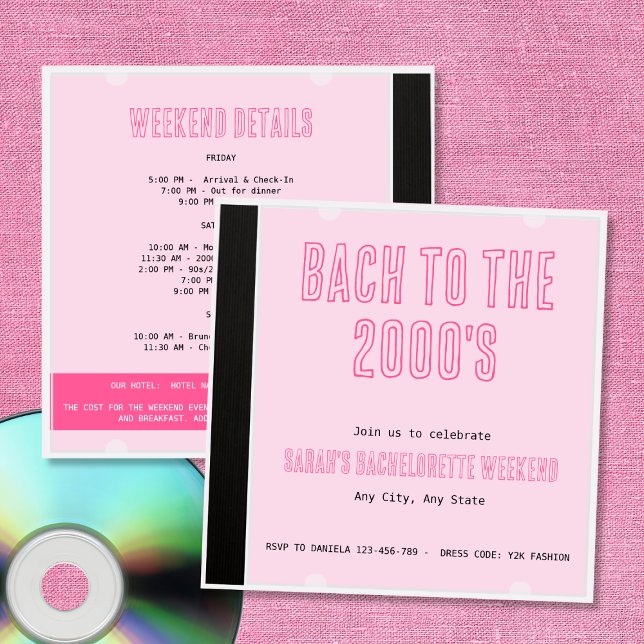Bach till 2000 års CD-hölje Bachelorette Y2K Inbjudningar (Bach To The 2000's CD Cover Bachelorette Y2K Invitation)
