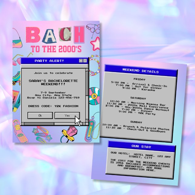 Bach till 2000 års Y2K Bachelorette Helg Inbjudningar (Bach To The 2000's Y2K Bachelorette Weekend Invitation)