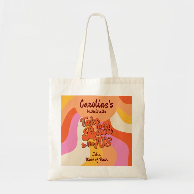 Bach till 70-talet Retro Groovy Sunset Bachelorett Tygkasse (Framsidan)