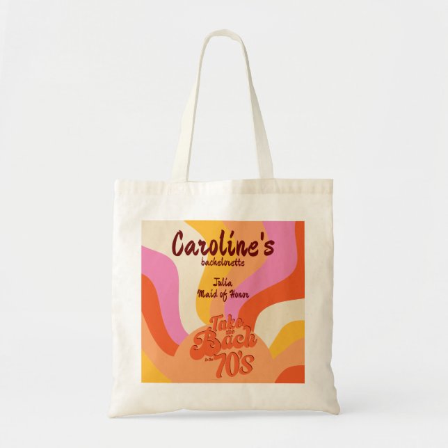 Bach till 70-talet Retro Groovy Sunset Bachelorett Tygkasse (Framsidan)