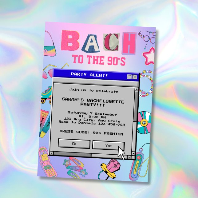 Bach till 90:s Retro Bachelorette-parti Inbjudningar (Bach To The 90&#x27;s Retro Bachelorette Party Invitation)