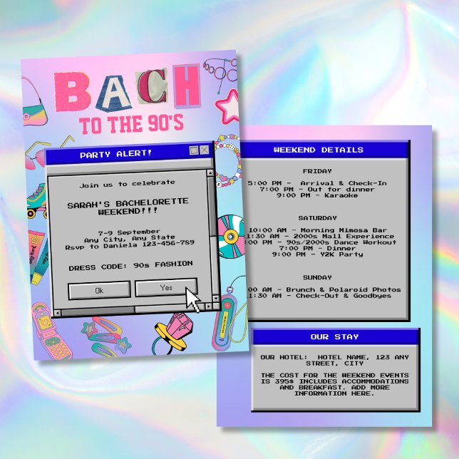 Bach till 90-talet Retro Bachelorette Helg Inbjudningar (Bach To The 90's Retro Bachelorette Weekend Invitation)