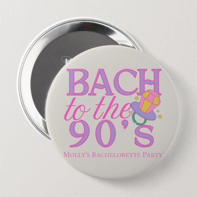 Bach till 90-talet - Retro Bachelorette Party Desi Knapp (Framsida & baksida)