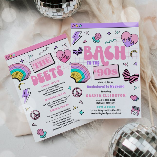 Bach till 90-talet Y2K Bachelorette Helg Itinerary Inbjudningar (Skapare uppladdad)