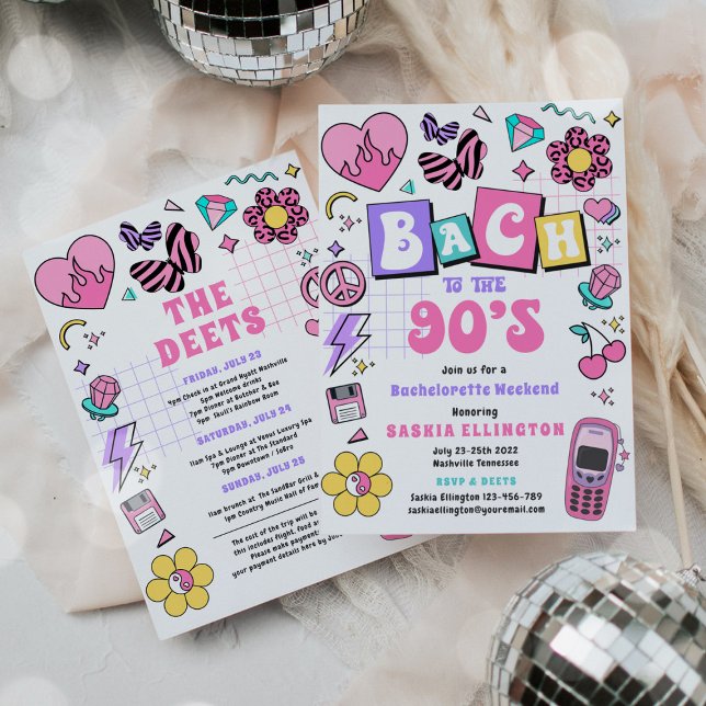 Bach till 90-talet Y2K Bachelorette Helg Itinerary Inbjudningar (Skapare uppladdad)