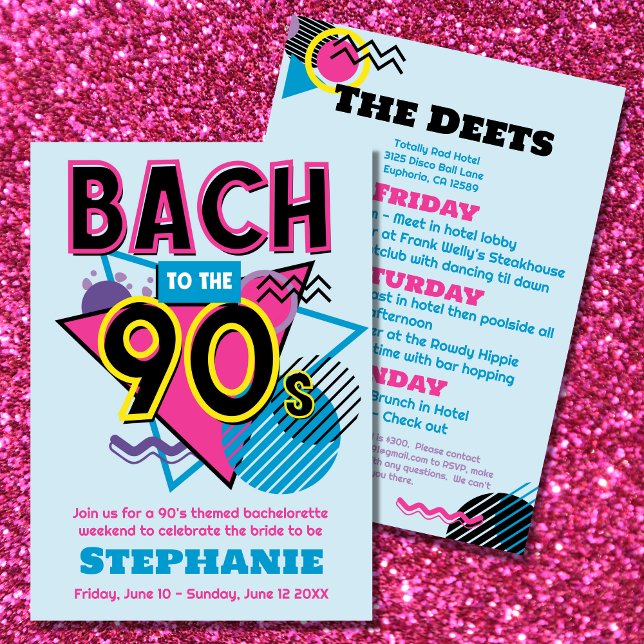 Bach till 90-talets inbjudan till Bachelorette Hel (Skapare uppladdad)