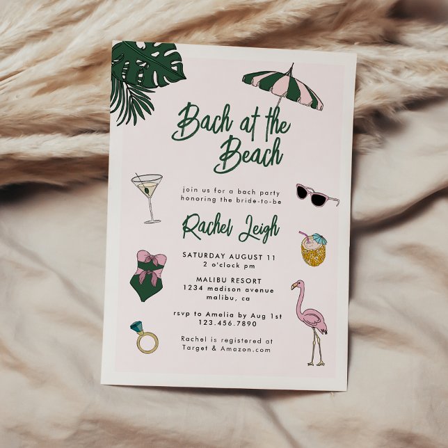 Bach vid Beach Retro Resort Bachelorette Inbjudningar (Skapare uppladdad)