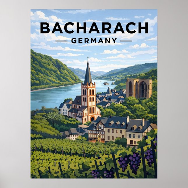 Bacharach Germany Vintage Travel Poster (Framsidan)
