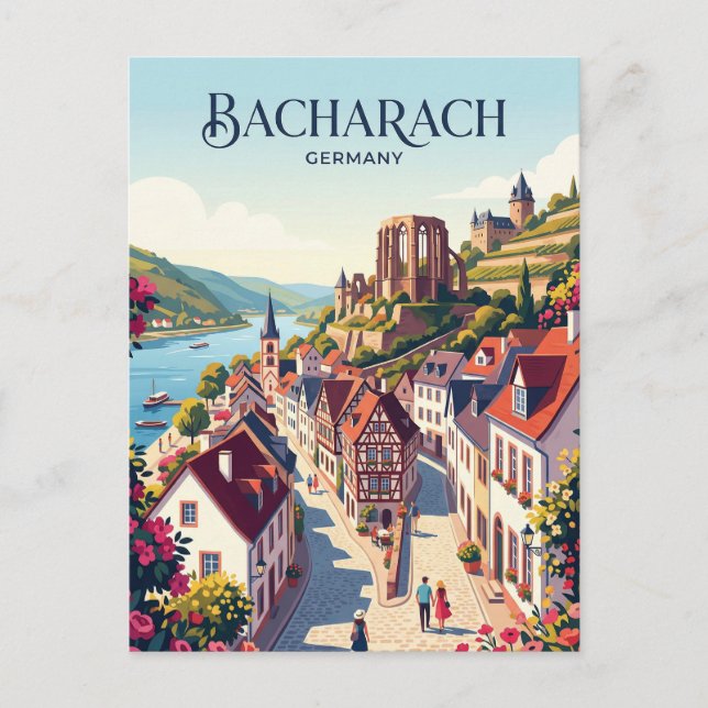 Bacharach Tyskland Vykort (Framsida)