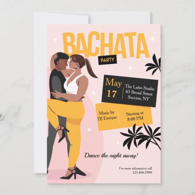 Bachata Party Inbjudningar (Framsida)
