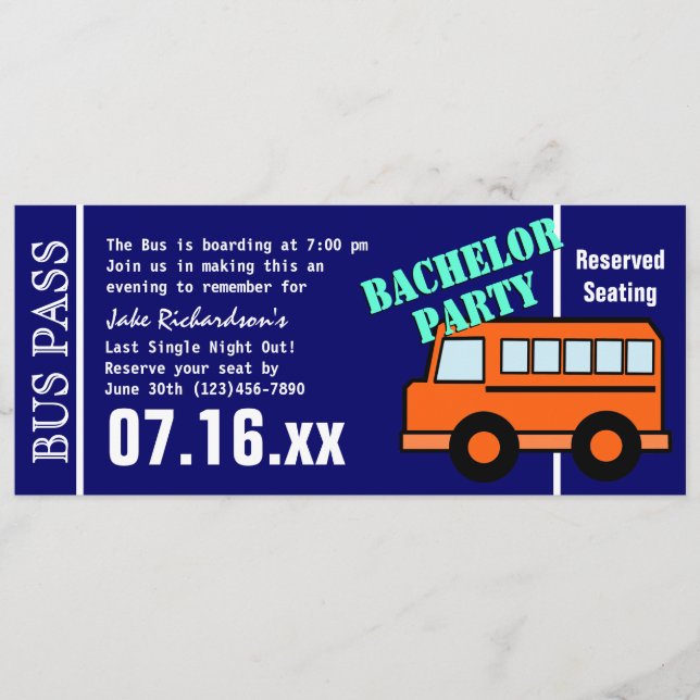 Bachelor Buss Pass Orange Blue Program (Framsida)