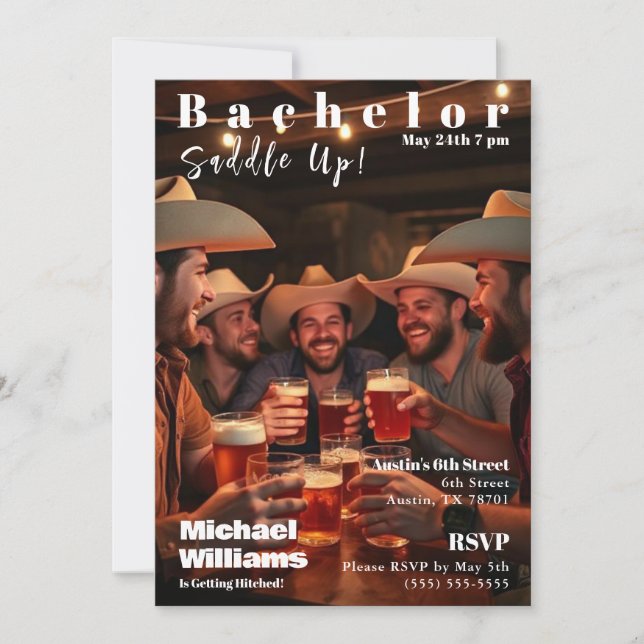 Bachelor Land Magazine Cover Inbjudningar (Framsida)