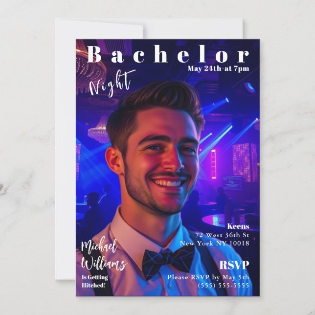 Bachelor Night Magazine Cover Inbjudningar (Framsida)