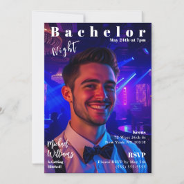 Bachelor Night Magazine Cover Inbjudningar