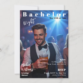 Bachelor Night Magazine Cover Inbjudningar