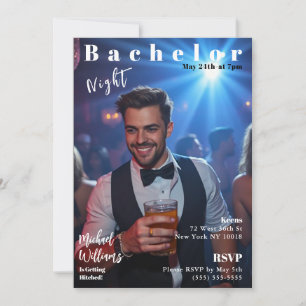 Bachelor Night Magazine Cover Inbjudningar