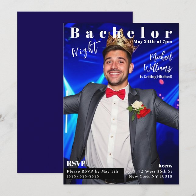 Bachelor Night Magazine Cover Inbjudningar (Fram/baksida)