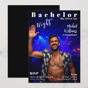 Bachelor Night Magazine Cover Inbjudningar