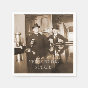 BACHELOR PARTY 1890'S MANAR BEER HERE'S 2 DU SUCKE PAPPERSSERVETT