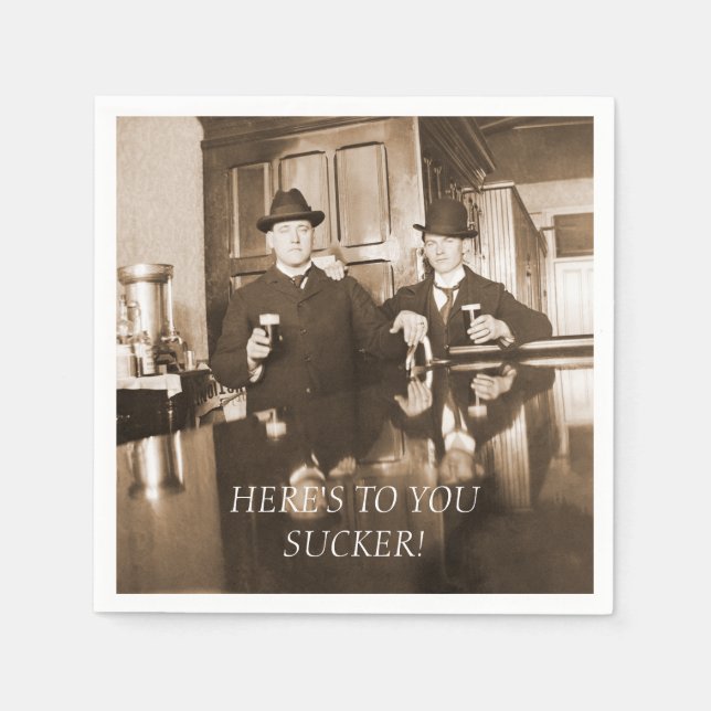BACHELOR PARTY 1890'S MANAR BEER HERE'S 2 DU SUCKE PAPPERSSERVETT (Framsidan)