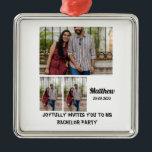 Bachelor Party anpassningsbar 3 Photo Collage Julgransprydnad Metall<br><div class="desc">Bachelor Party anpassningsbar 3 Photo Collage. Skapa en unik Bachelor-fest med dina foton och ändra namn och datum med hjälp av den här mallen.</div>