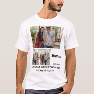 Bachelor Party anpassningsbar 3 Photo Collage T-Sh T Shirt
