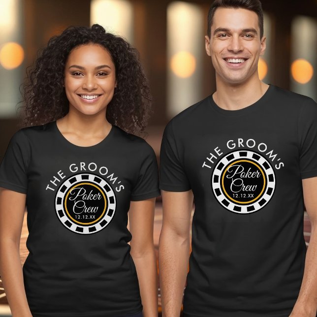 Bachelor Party Anpassningsbar Groom's Poker Crew T T Shirt (Fun matching Groom's Poker Crew shirt perfect for your bachelor night poker game)