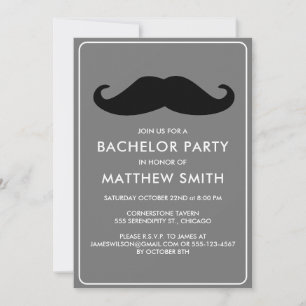 Bachelor Party Black Mustache Bröllop Inbjudningar