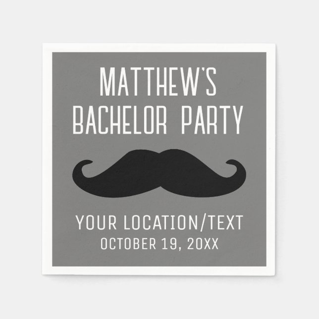 Bachelor Party Black Mustache Bröllop Pappersservett (Framsidan)