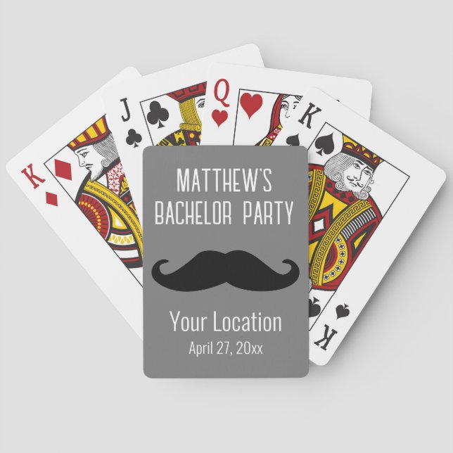 Bachelor Party Black Mustache Wedding Favor Casinokort (Baksidan)