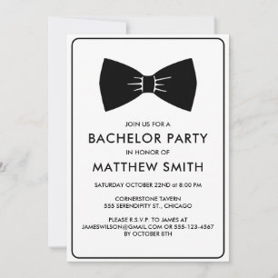 Bachelor Party Black Tuxedo Bow Tie Bröllop Inbjudningar
