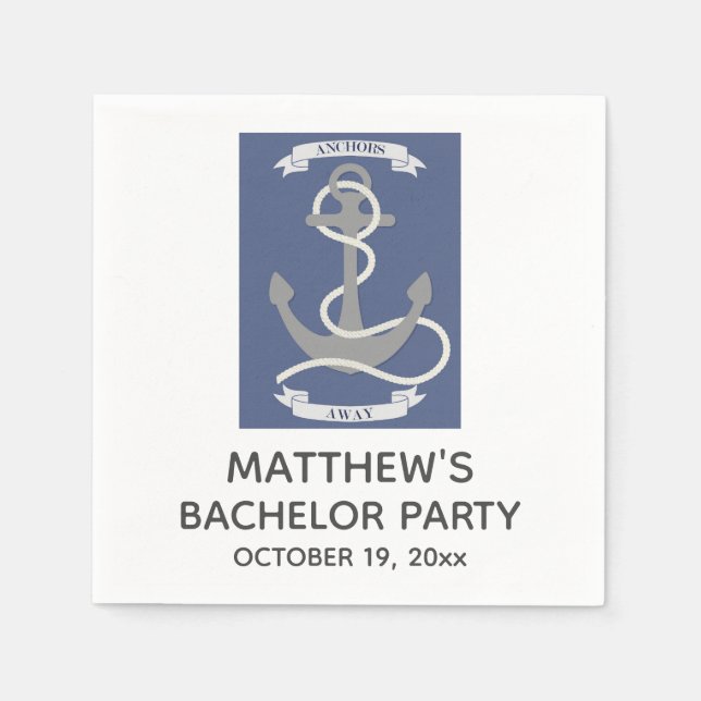 Bachelor Party Boating Nautical Anchor Pappersservett (Framsidan)