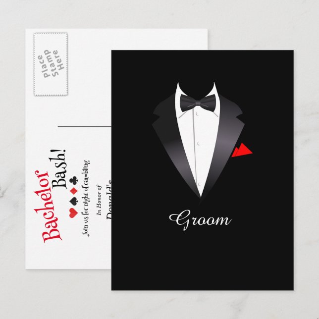 Bachelor Party Casino Night Inbjudan Vykort (Fram/baksida)