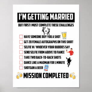 Bachelor Party Challenges - Funny Groom Challenge Poster